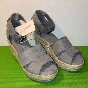 Women’s Caroline Microsuede Ankle Strap Espadrille Wedge Universal Thread size